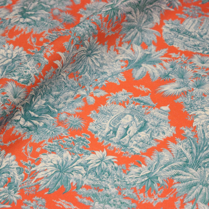 Tissu coton TOILE DE JOUY illustrations indiennes, nombreuses couleurs estivales ! - TissusPapi.com