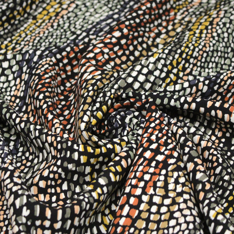 Tissu Viscose fluide COBRA aux écailles multicolores - OEKO - TEX - TissusPapi.com
