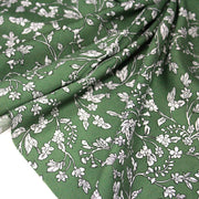 Tissu viscose fluide, fines fleurs blanches et noirs, fond ocre ou fond vert - TissusPapi.com