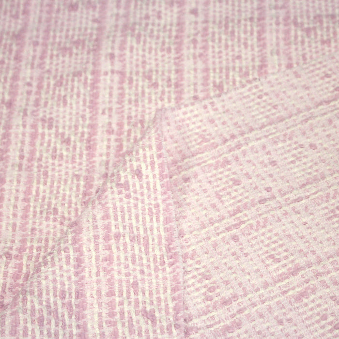 Tissu Tweed de coton faux-uni rose & blanc - Fabrication française - TissusPapi.com