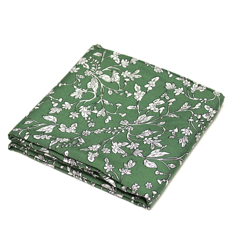 Tissu viscose fluide, fines fleurs blanches et noirs, fond ocre ou fond vert - TissusPapi.com