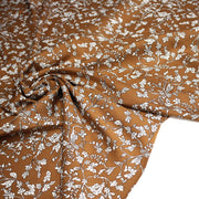 Tissu viscose fluide, fines fleurs blanches et noirs, fond ocre ou fond vert - TissusPapi.com