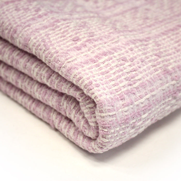 Tissu Tweed de coton faux-uni rose & blanc - Fabrication française - TissusPapi.com