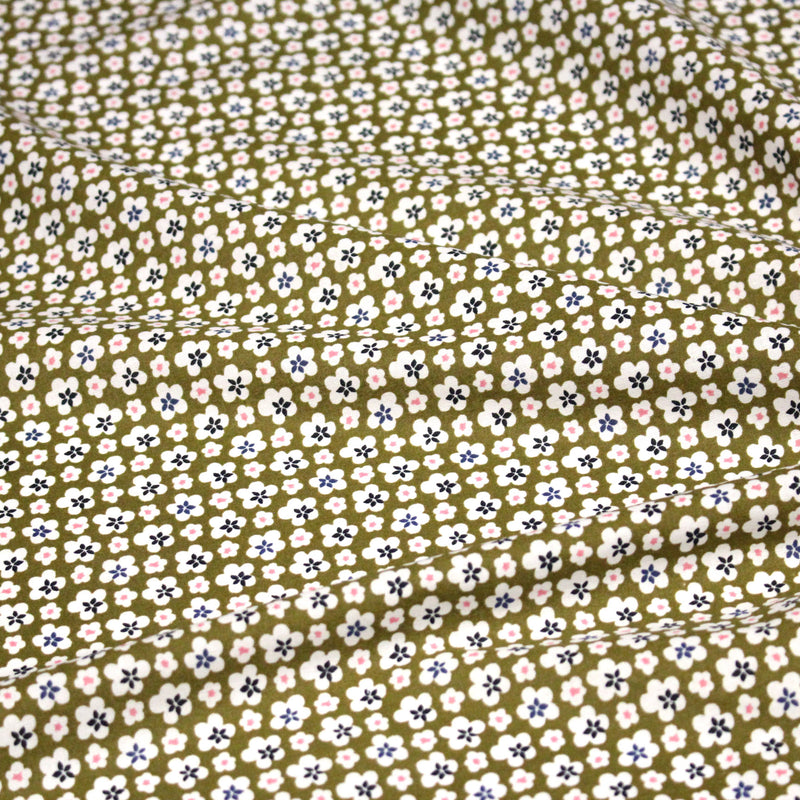 Tissu cotonnade fleurs japonaises géométriques : bleu, jaune, vert, rouge - OEKO - TEX - TissusPapi.com