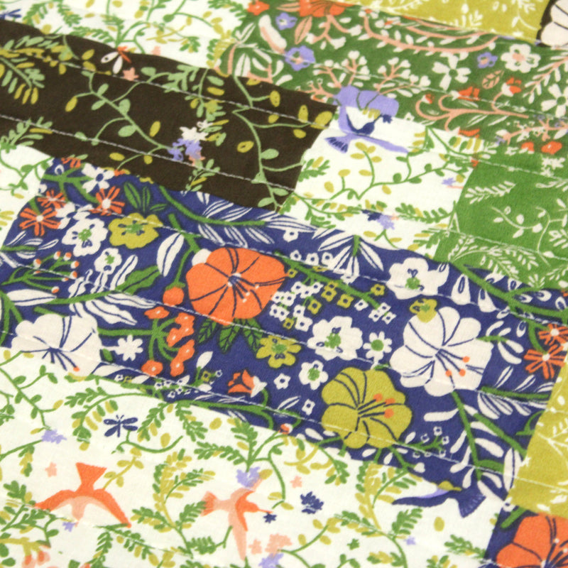 Tissu Matelassé coton au patchwork de motifs fleuris et verso fleuri écru - OEKO - TEX - TissusPapi.com