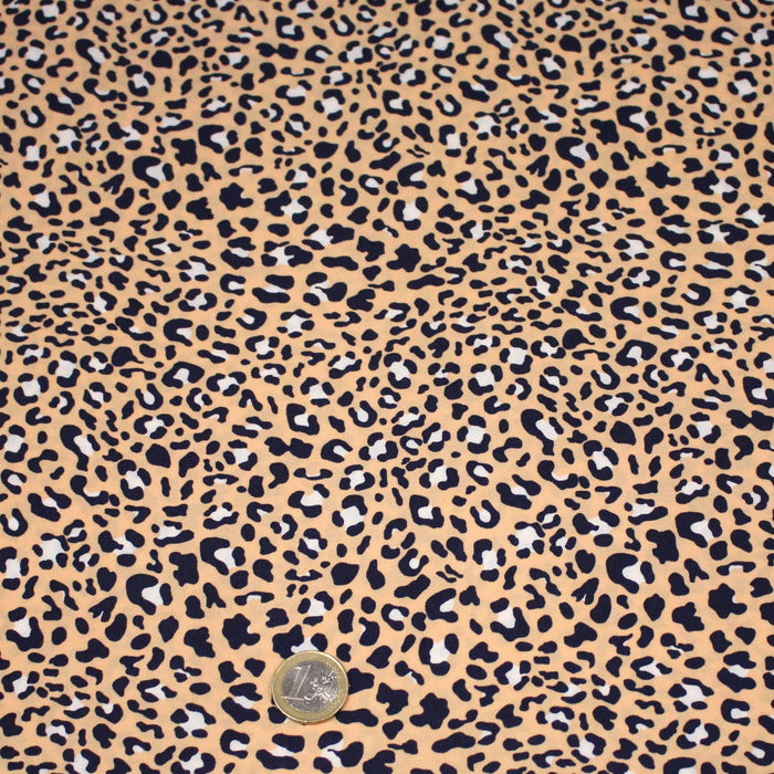 Tissu Viscose fluide corail léopard marine et blanc - OEKO - TEX STANDARD 100 - TissusPapi.com