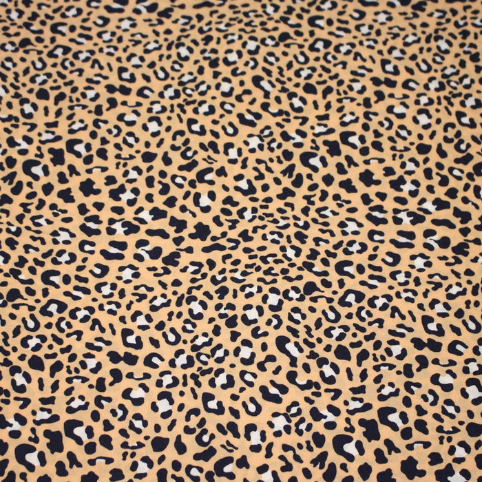 Tissu Viscose fluide corail léopard marine et blanc - OEKO - TEX STANDARD 100 - TissusPapi.com