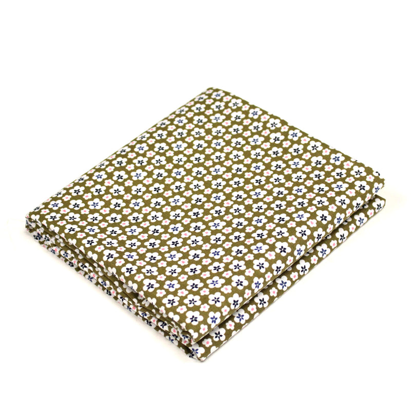 Tissu cotonnade fleurs japonaises géométriques : bleu, jaune, vert, rouge - OEKO - TEX - TissusPapi.com