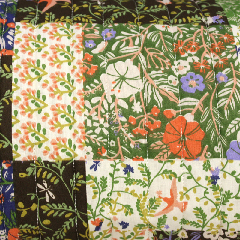 Tissu Matelassé coton au patchwork de motifs fleuris et verso fleuri écru - OEKO - TEX - TissusPapi.com