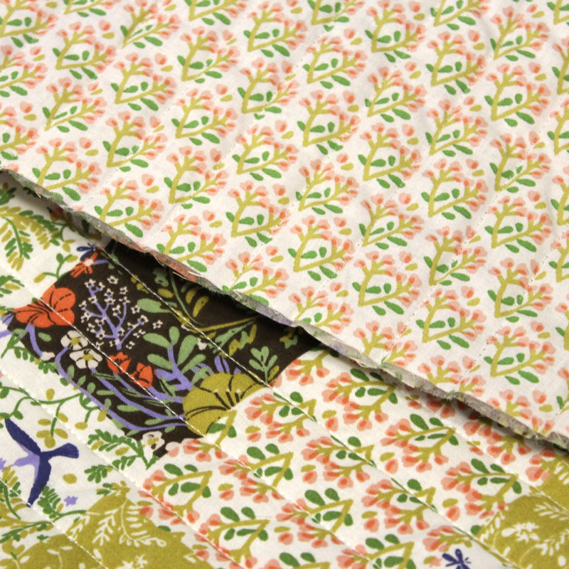 Tissu Matelassé coton au patchwork de motifs fleuris et verso fleuri écru - OEKO - TEX - TissusPapi.com