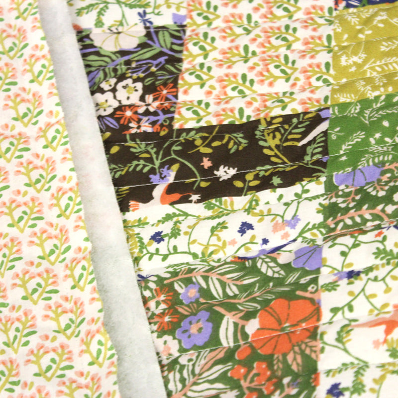 Tissu Matelassé coton au patchwork de motifs fleuris et verso fleuri écru - OEKO - TEX - TissusPapi.com