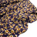 Tissu Viscose crêpe violet, fleuri ocre & écru et liserés lurex dorés - TissusPapi.com