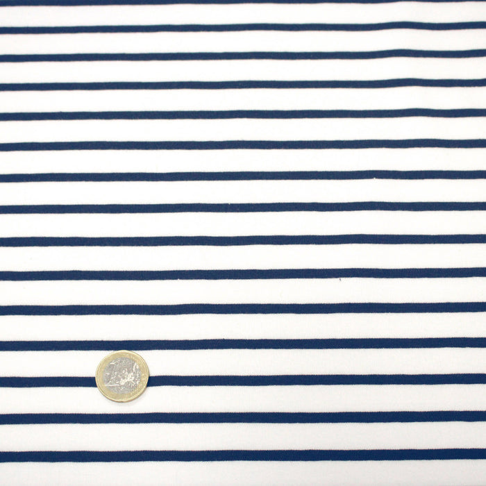 Tissu jersey coton rayé LA MARINIERE : bleu, blanc, rouge...  - OEKO-TEX