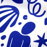 Tissu gabardine imprimée SILHOUETTE : trois motifs bleus et blancs - OEKO - TEX STANDARD 100 - TissusPapi.com
