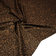 Tissu popeline de coton marron chocolat aux fines fleurs ocres faux - uni - TissusPapi.com