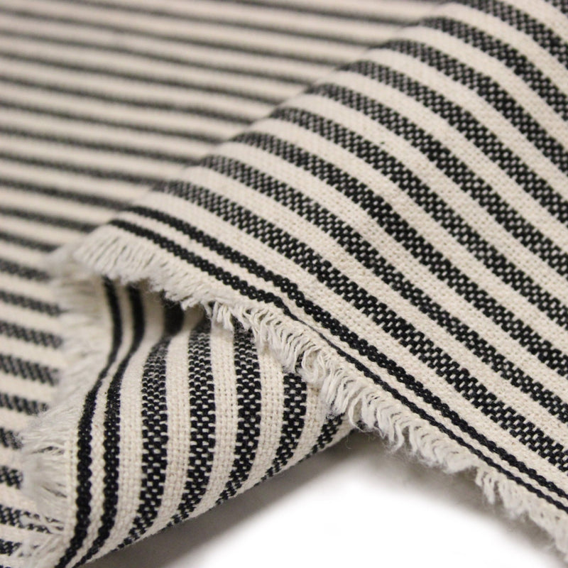 Tissu coton rustique rayé 3mm : Noir/écru ou Rouge/écru - TissusPapi.com
