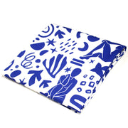 Tissu gabardine imprimée SILHOUETTE : trois motifs bleus et blancs - OEKO - TEX STANDARD 100 - TissusPapi.com