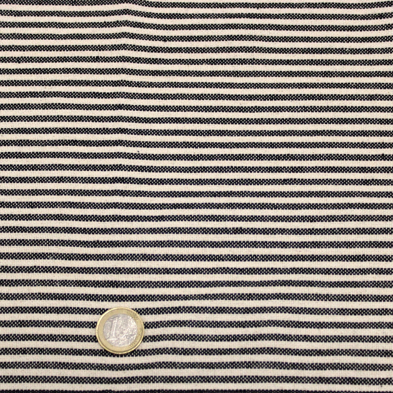 Tissu coton rustique rayé 3mm : Noir/écru ou Rouge/écru - TissusPapi.com