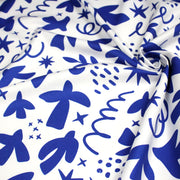 Tissu gabardine imprimée SILHOUETTE : trois motifs bleus et blancs - OEKO - TEX STANDARD 100 - TissusPapi.com