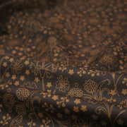 Tissu popeline de coton marron chocolat aux fines fleurs ocres faux - uni - TissusPapi.com