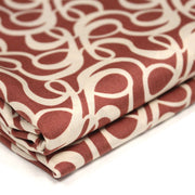 Tissu viscose fluide, motifs et cercles géométriques écrus, fond terre de sienne - TissusPapi.com