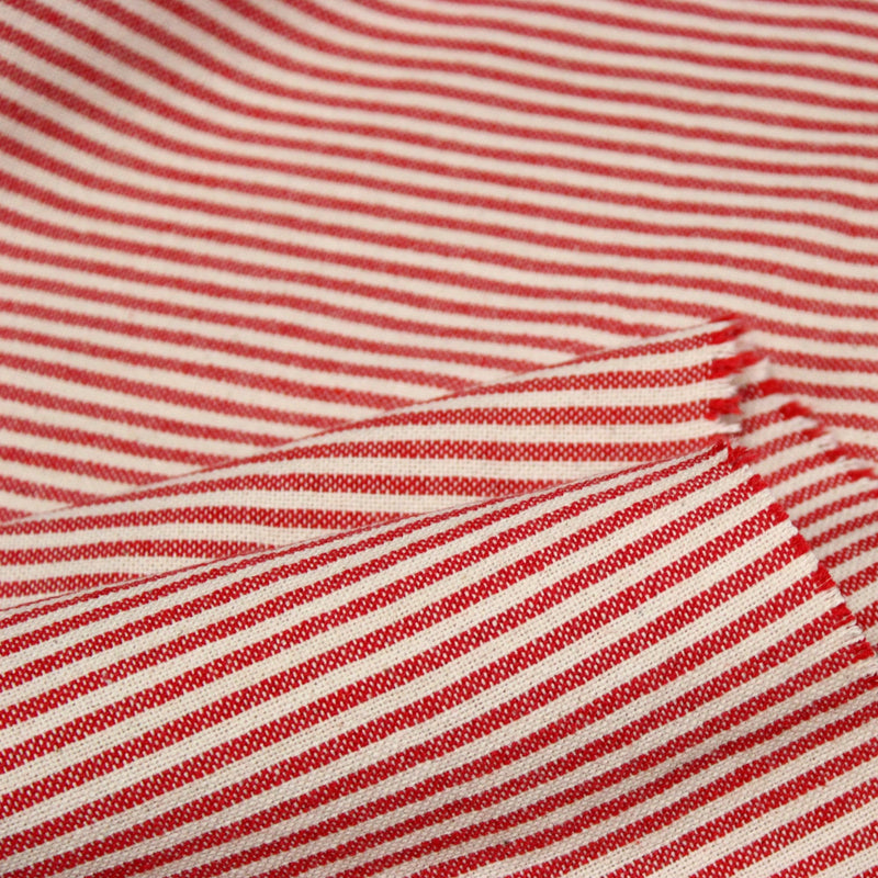 Tissu coton rustique rayé 3mm : Noir/écru ou Rouge/écru - TissusPapi.com