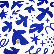Tissu gabardine imprimée SILHOUETTE : trois motifs bleus et blancs - OEKO - TEX STANDARD 100 - TissusPapi.com