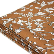 Tissu viscose fluide, fines fleurs blanches et noirs, fond ocre ou fond vert - TissusPapi.com