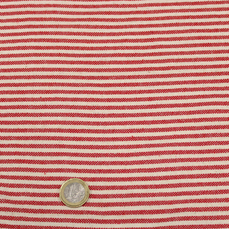 Tissu coton rustique rayé 3mm : Noir/écru ou Rouge/écru - TissusPapi.com