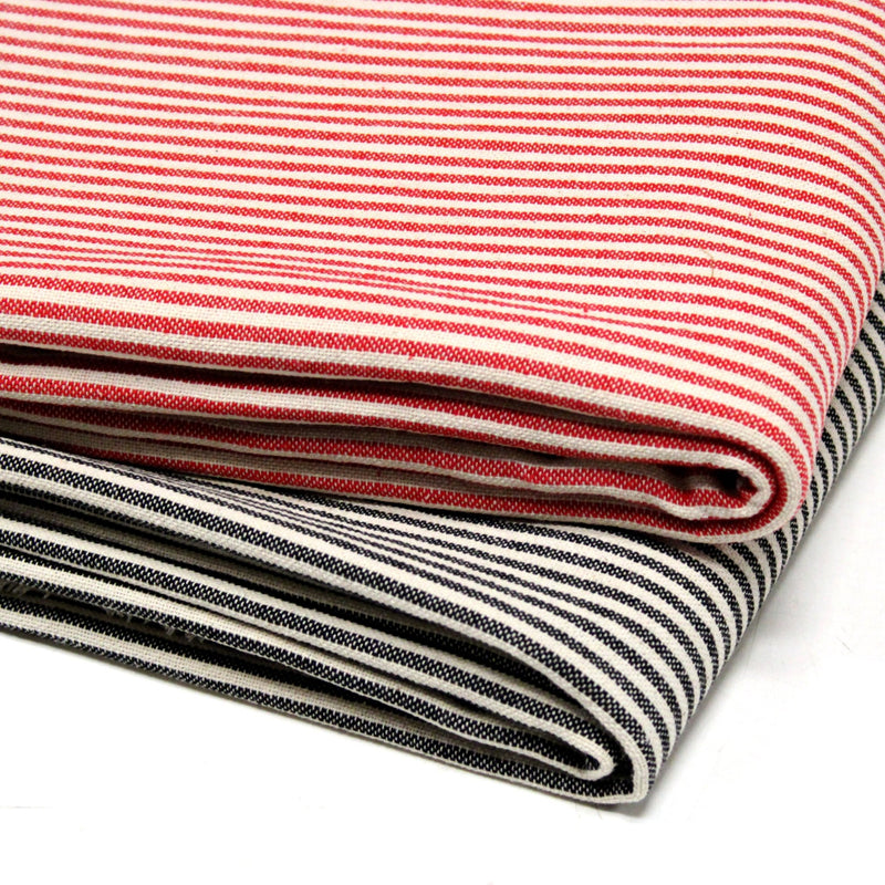 Tissu coton rustique rayé 3mm : Noir/écru ou Rouge/écru - TissusPapi.com
