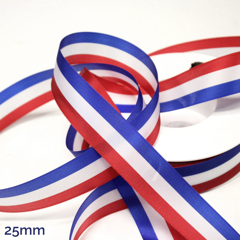 Ruban tricolore français bleu blanc rouge pour médailles, inaugurations et écharpes tricolores - TissusPapi.com