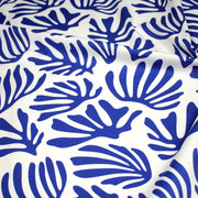 Tissu gabardine imprimée SILHOUETTE : trois motifs bleus et blancs - OEKO - TEX STANDARD 100 - TissusPapi.com