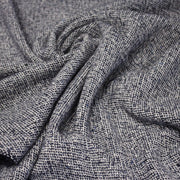 Tissu Tweed de laine faux - uni blanc cassé et bleu marine - Fabrication italienne - TissusPapi.com