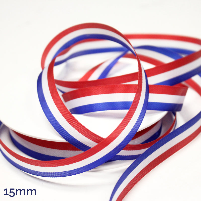 Ruban tricolore français bleu blanc rouge pour médailles, inaugurations et écharpes tricolores - TissusPapi.com