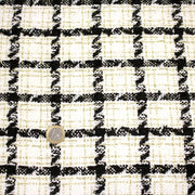 Tissu Tweed blanc cassé, liserés carreaux noirs et dorés lurex - TissusPapi.com
