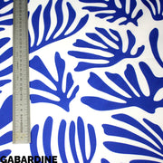 Tissu gabardine imprimée SILHOUETTE : trois motifs bleus et blancs - OEKO - TEX STANDARD 100 - TissusPapi.com