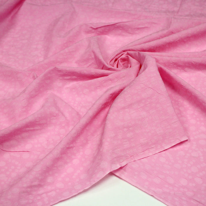Tissu voile coton BATIK INDIEN, rose aux taches roses