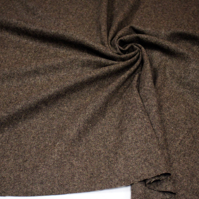 Tissu lainage caviar faux-uni marron chocolat - Fabrication italienne