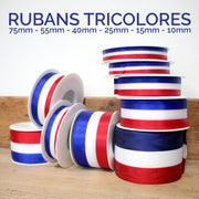 Ruban tricolore français bleu blanc rouge pour médailles, inaugurations et écharpes tricolores - TissusPapi.com