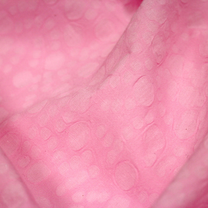 Tissu voile coton BATIK INDIEN, rose aux taches roses
