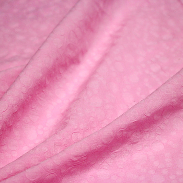 Tissu voile coton BATIK INDIEN, rose aux taches roses