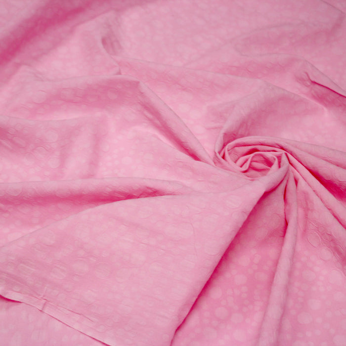 Tissu voile coton BATIK INDIEN, rose aux taches roses