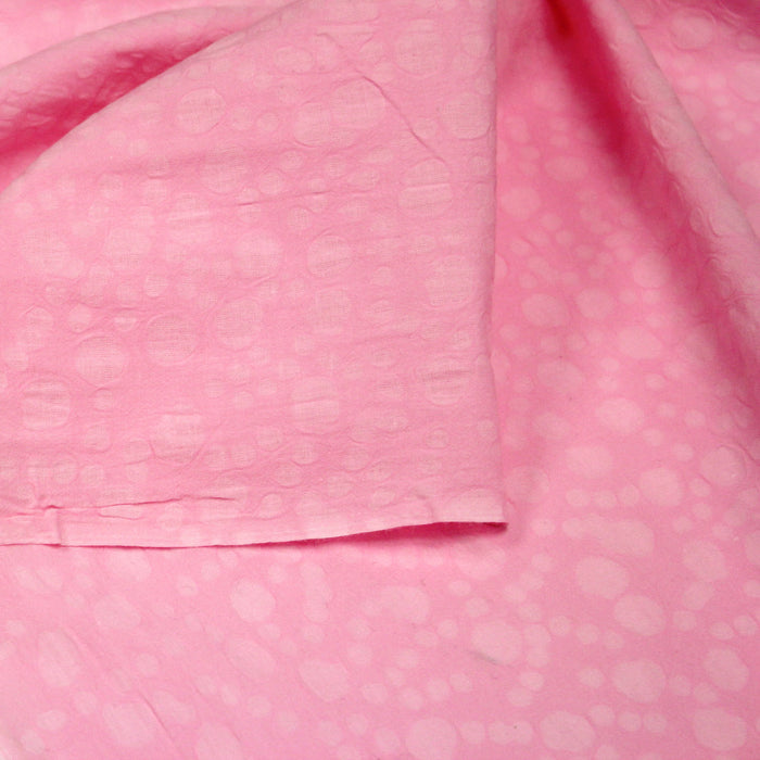 Tissu voile coton BATIK INDIEN, rose aux taches roses