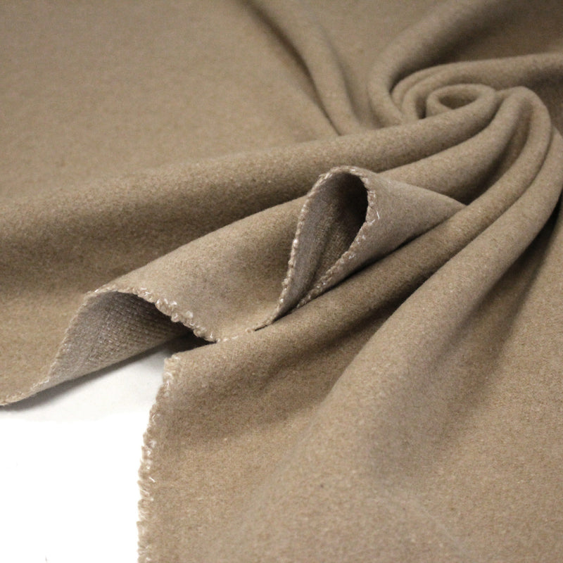 Tissu velours de laine marron Cappuccino - Fabrication italienne - TissusPapi.com