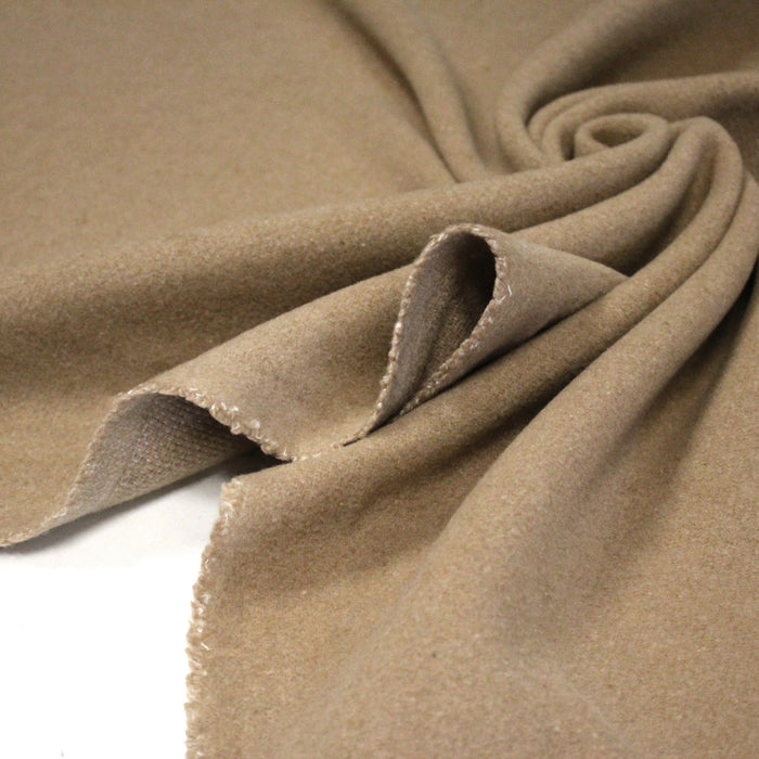 Tissu velours de laine marron Cappuccino - Fabrication italienne - TissusPapi.com