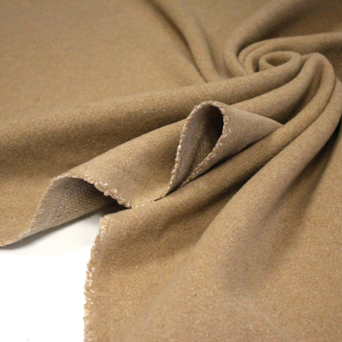 Tissu velours de laine marron Cappuccino - Fabrication italienne