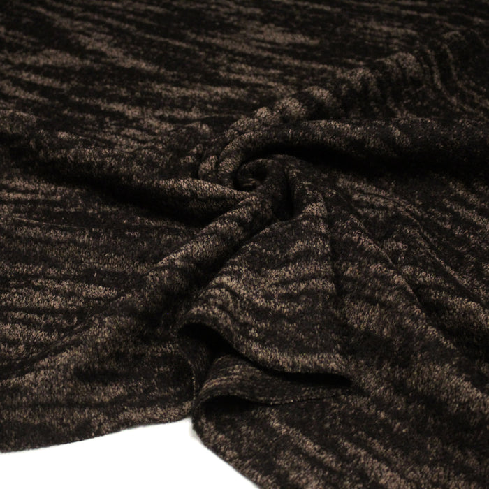 Tissu Lainage jacquard motif faux-uni rayé, tons marrons & taupe