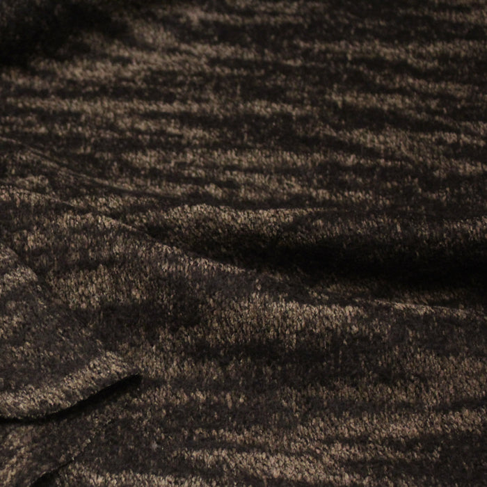 Tissu Lainage jacquard motif faux-uni rayé, tons marrons & taupe