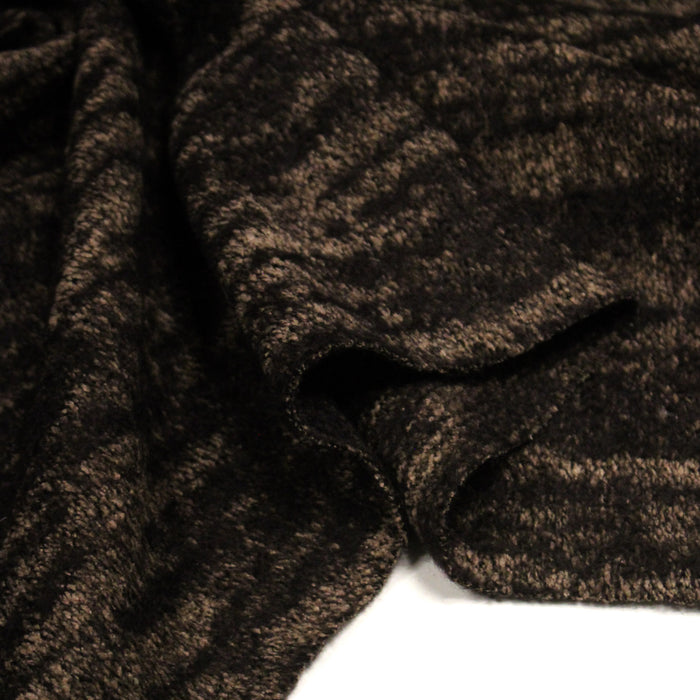 Tissu Lainage jacquard motif faux-uni rayé, tons marrons & taupe