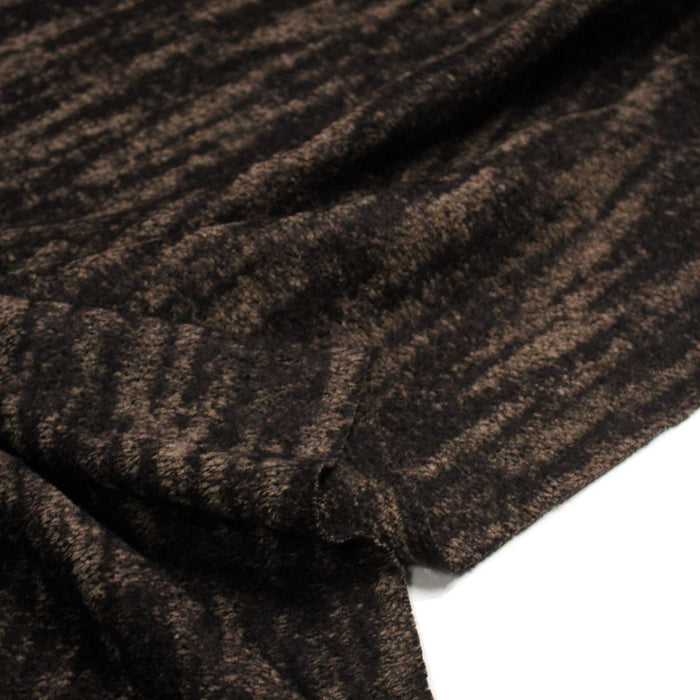 Tissu Lainage jacquard motif faux-uni rayé, tons marrons & taupe